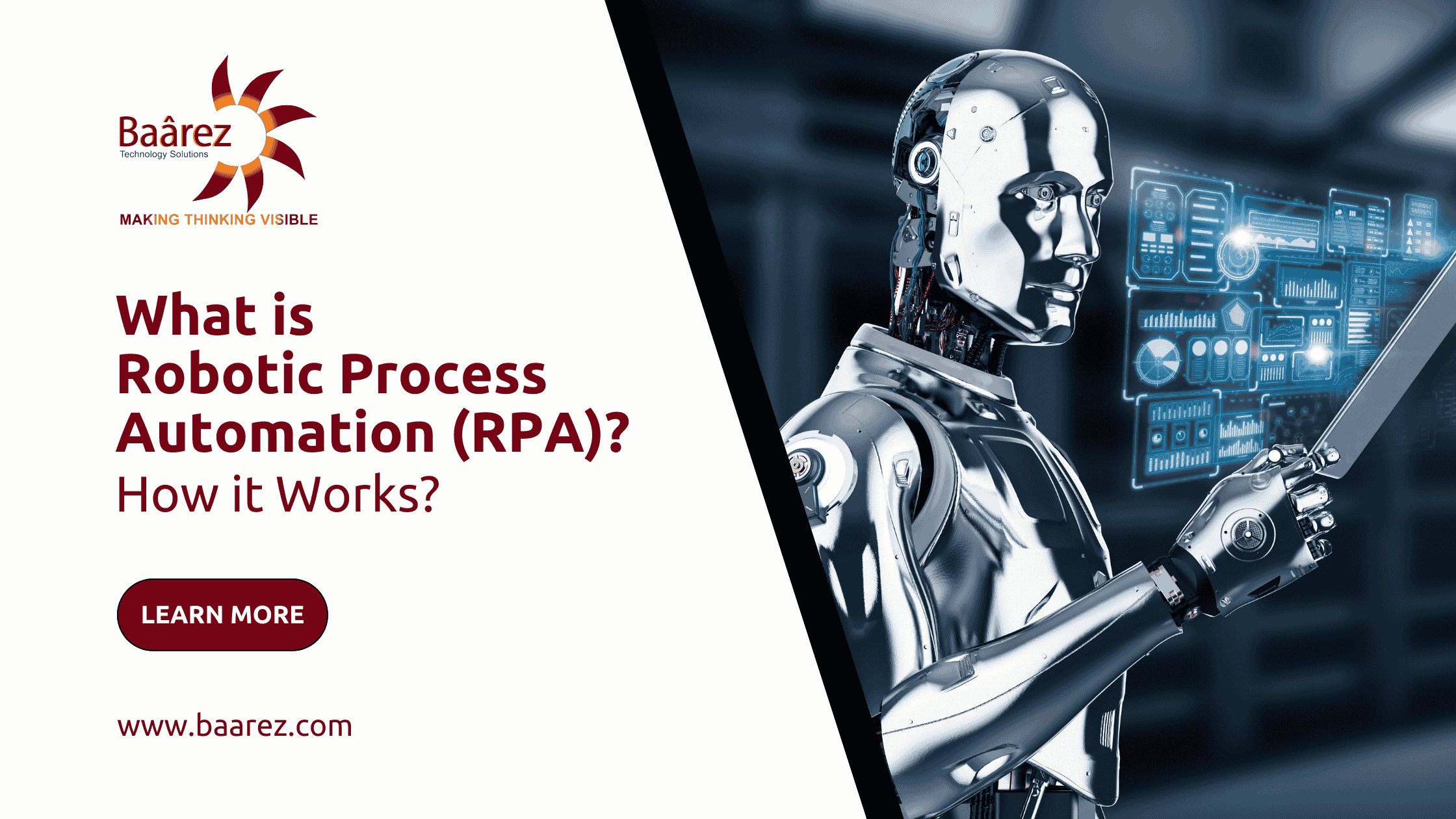 Robotic Process Automation (RPA), What is RPA, How RPA works, Benefits of RPA, RPA implementation, RPA for business, RPA automation solutions, Best RPA tools, RPA consulting services, Baarez Technology Solutions RPA, Enterprise RPA solutions