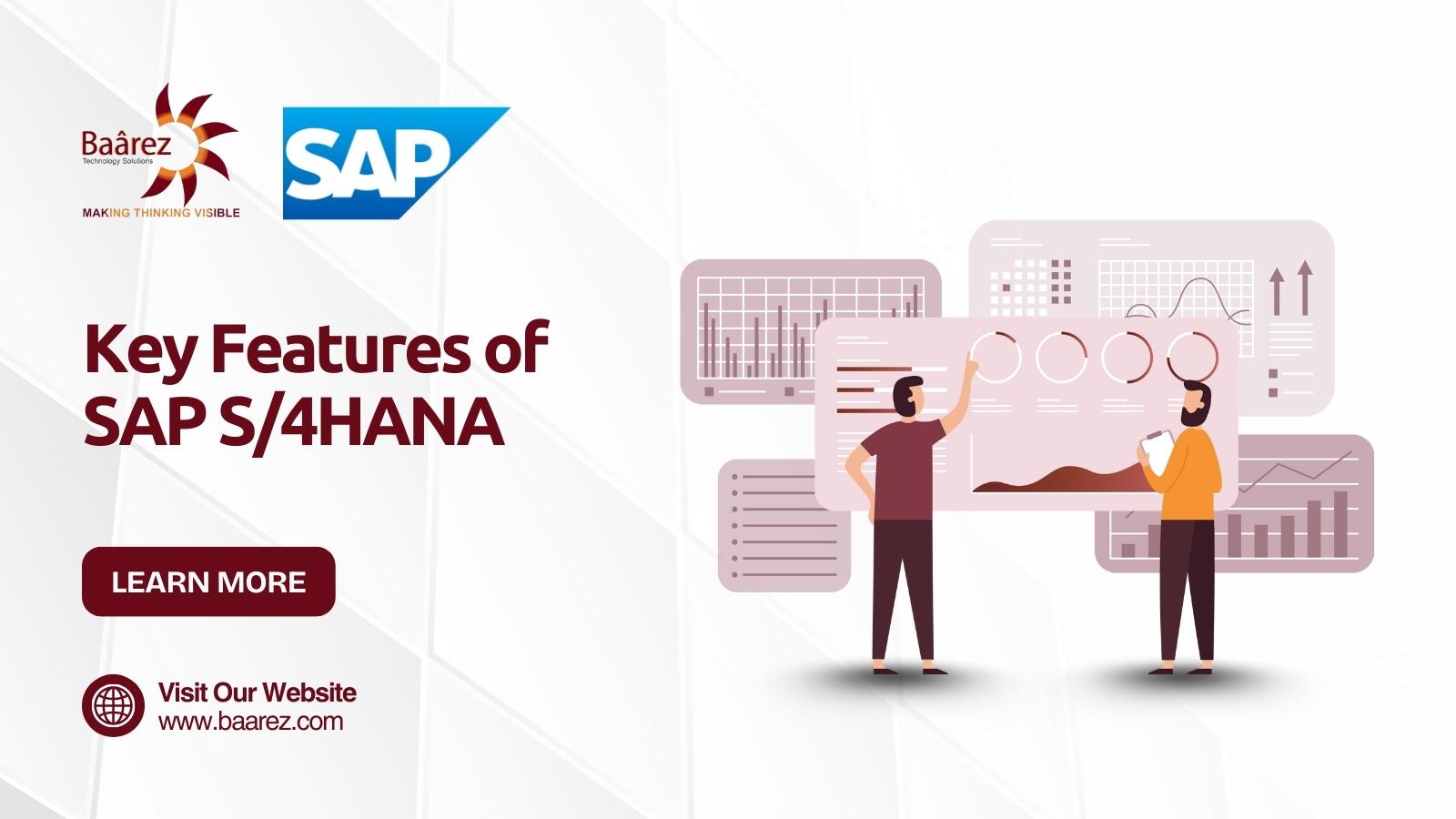 SAP S/4HANA key features, SAP S/4HANA Sales Management, SAP S/4HANA Marketing features, SAP S/4HANA Commerce Management, SAP S/4HANA Service Management
